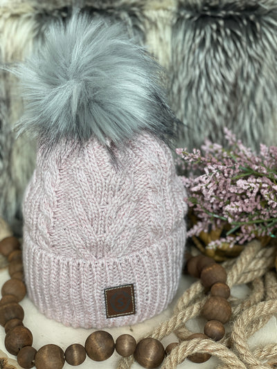 Fur Fluffy PomPom Women's Beanie Hat, Fleece Lined, Women Winter Hat, Chunky Hat, Knit Hat