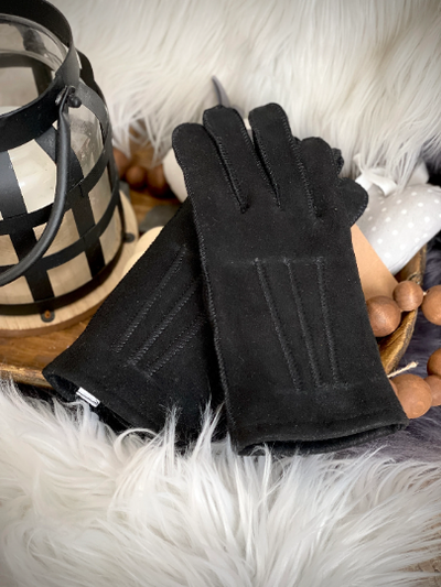 Follkee Women's Size M Sheepskin Black Leather Gloves Premium Quality Handmade